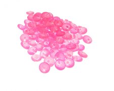 (image for) Approx. 1oz. x 6mm Neon Pink Disc Glass Bead, side-drill