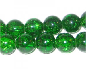 10mm Grass Green Crackle Bead, approx. 21 beads