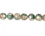 6mm Emerald Round Cloisonne Bead, 7 beads