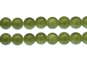 (image for) 12mm Olive Gemstone-Style Glass Bead, approx. 13 beads