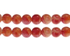 (image for) 12mm Orange Marble-Style Glass Bead, approx. 17 beads