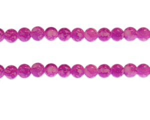 (image for) 8mm Magenta Marble-Style Glass Bead, approx. 53 beads