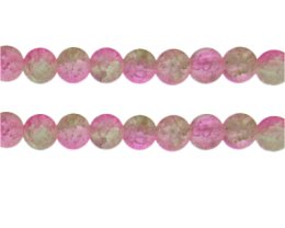 (image for) 10mm Pink/Apple Green Crackle Frosted Duo Bead, approx. 17 bead