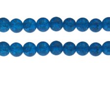 (image for) 10mm Turq Crackle Frosted Glass Bead, approx. 17 beads