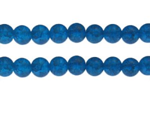 (image for) 10mm Turq Crackle Frosted Glass Bead, approx. 17 beads