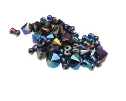 (image for) Approx. 1oz. x 8mm Luster Bicone + Peanut Glass Beads