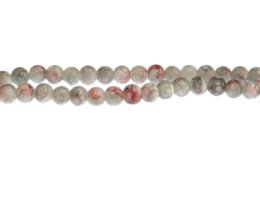 (image for) 6mm Red/Gray Marble-Style Glass Bead, approx. 45 beads