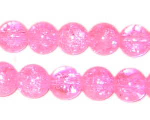 (image for) 10mm Neon Pink Round Crackle Bead, 8" string, approx. 21 beads
