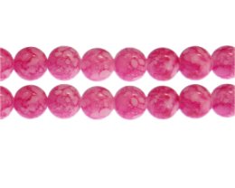 (image for) 12mm Fuchsia Marble-Style Glass Bead, approx. 18 beads