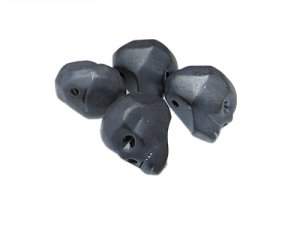 (image for) 24 x 20mm Charcoal Matte Skull Glass Bead, 4 beads