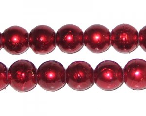 10mm Drizzled Red Glass Bead, approx. 17 beads