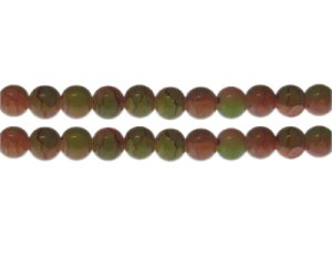 (image for) 10mm Carnelian/Olive Duo-Style Glass Bead, approx. 16 beads