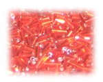 7 x 2mm Deep Orange Silver-Lined Bugle Bead, 1 oz. bag 7 x 2mm Deep Orange Silver-Lined Bugle Bead, 1 oz. bag