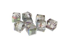 (image for) 10mm Silver Faceted Cube Glass Bead, 8 beads