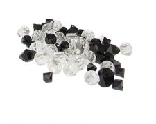 (image for) Approx. 1oz. x 6-10mm Black/Crystal Glass Bead Mix