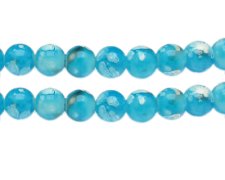 (image for) 12mm Turquoise Swirl Marble-Style Glass Bead, approx. 14 beads