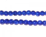 6mm Dark Blue Crackle Glass Bead, approx 74 beads