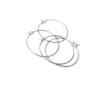 (image for) 24mm Round Silver Metal Earring Hoop, 4 hoops