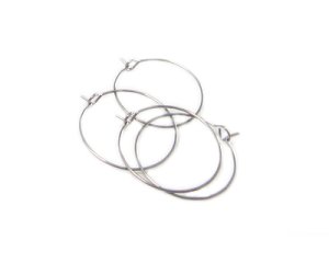 (image for) 24mm Round Silver Metal Earring Hoop, 10 hoops
