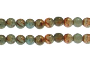 (image for) 10mm Blue/Brown Duo-Style Glass Bead, approx. 17 beads