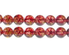 (image for) 12mm Red Blossom Spray Glass Bead, approx. 14 beads
