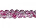 12mm Geranium Crackle Spray Glass Bead, approx. 18 beads 12mm Geranium Crackle Spray Glass Bead, approx. 18 beads