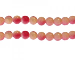 (image for) 10mm Red/Yellow Duo-Style Glass Bead, approx. 18 beads