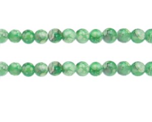 (image for) 8mm Green Swirl Marble-Style Glass Bead, approx. 38 beads