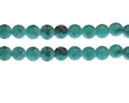 (image for) 10mm Deep Aqua Marble-Style Glass Bead, approx. 22 beads