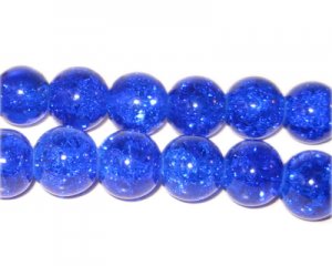 10mm Dark Blue Crackle Glass Bead, approx. 22 beads