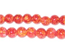 (image for) 8mm Red Marble-Style Glass Bead, approx. 35 beads