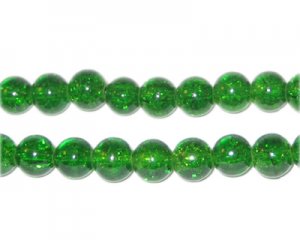 6mm Grass Green Crackle Glass Bead, approx. 74 beads