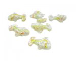 24 x 18mm Yellow/Orange Stripe Fish Pressed Glass Bead, 6 beads 24 x 18mm Yellow/Orange Stripe Fish Pressed Glass Bead, 6 beads
