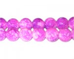 12mm Hot Pink Marble-Style Glass Bead, approx. 18 beads