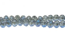 (image for) 10 x 8mm Silver Blue Rondelle Glass Bead, 20" string
