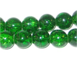 (image for) 10mm Grass Green Crackle Bead, approx. 21 beads