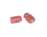 16 x 8mm Red Floral Rectangle Lampwork Glass Bead, 4 beads 16 x 8mm Red Floral Rectangle Lampwork Glass Bead, 4 beads