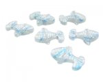 24 x 18mm Turquoise Stripe Fish Pressed Glass Bead, 6 beads 24 x 18mm Turquoise Stripe Fish Pressed Glass Bead, 6 beads