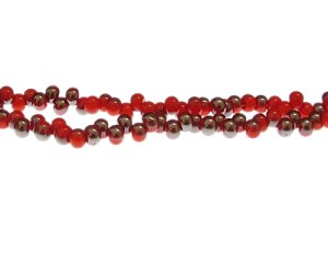 (image for) 6mm Strawberry Red/Silver Side-drill Glass Drop Bead, 20" string