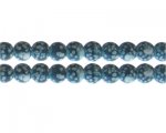 10mm Turquoise Spot Marble-Style Glass Bead, approx. 16 beads
