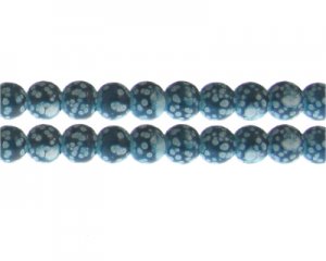 10mm Turquoise Spot Marble-Style Glass Bead, approx. 16 beads