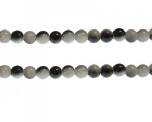 (image for) 8mm Black/Gray Duo-Style Glass Bead, approx. 38 beads