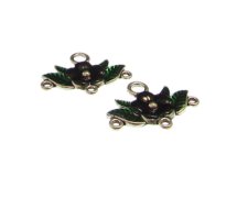 (image for) 30 x 24mm Very Dark Purple Flower Silver Metal Link, 2 links
