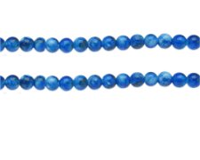 (image for) 6mm Blue Swirl Marble-Style Glass Bead, approx. 42 beads