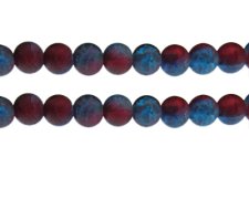 (image for) 10mm Red/Blue Crackle Frosted Duo Bead, approx. 17 beads