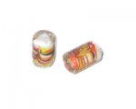 16 x 10 White with Pattern Column Lampwork Glass Bead, 5 beads 16 x 10 White with Pattern Column Lampwork Glass Bead, 5 beads