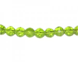 12mm Apple Green Faceted Round Bead, 13" string