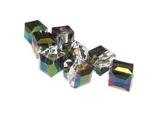 (image for) 12mm Crystal/Black Faceted Glass Cube Bead, 8 beads