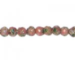 6mm Pink Round Cloisonne Bead, 7 beads
