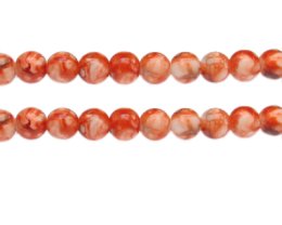 (image for) 10mm Orange Swirl Marble-Style Glass Bead, approx. 18 beads